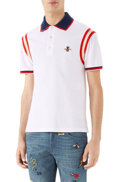 gucci mens bee polo|Gucci navy striped polo shirt.